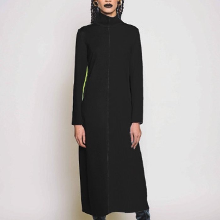 Marrissa Wilson Bessie Black Mockneck Midi Velvet Split Dress Size 0